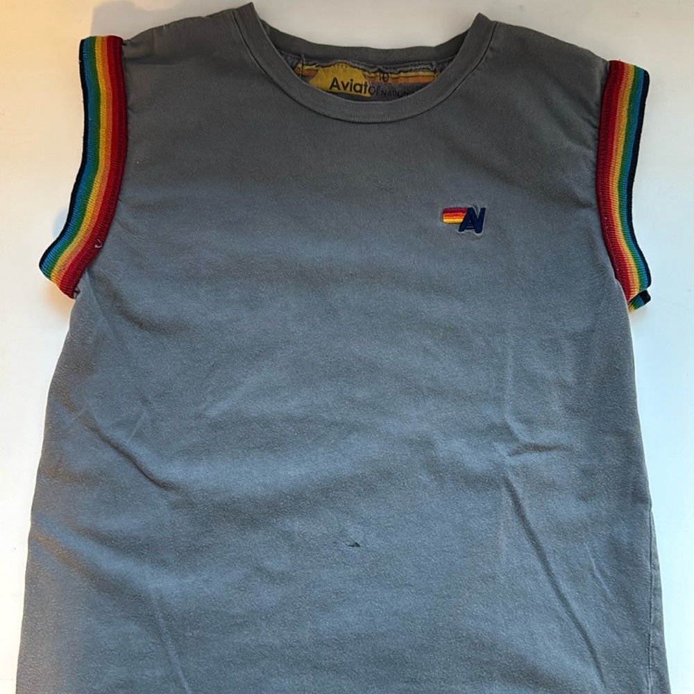 Aviator Nation Grey Rainbow T Shirt